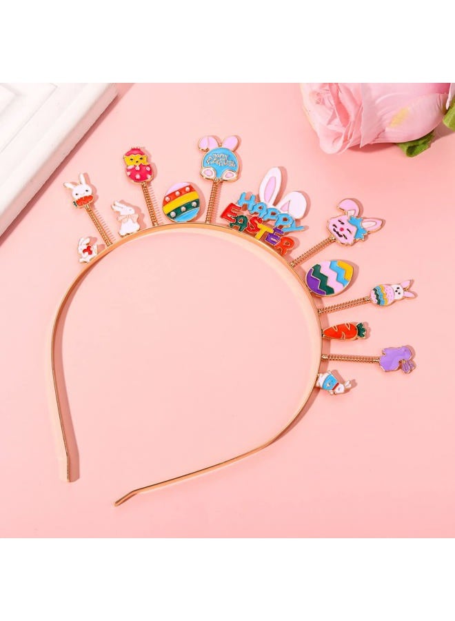 NVENF Easter Headband for Women Girls Cute Bunny Hairband Rhinestone Rabbit Head Bopper Crystal Easter Headwear Party Favors Gift(Happy Easter) - Image 2